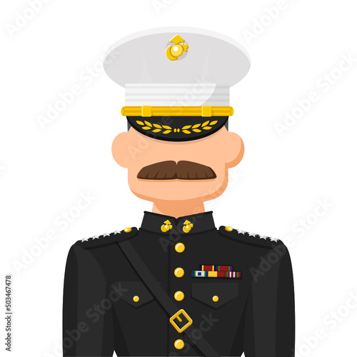 US marine commander in simple flat vector. personal profile icon or symbol. military people concept vector illustration.