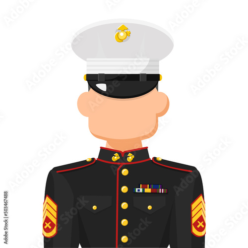US marine sergeant in simple flat vector. personal profile icon or symbol. military people concept vector illustration.
