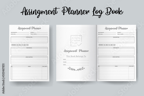  Assignment Planner log book template design vector