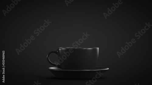 Tea or coffee mug on a dark background. Hot drinks theme. Studio photo