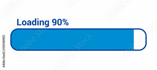 progress loading bar 90 percent (90%) on white background