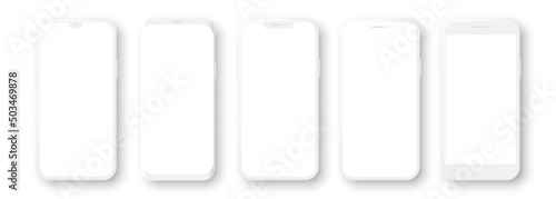 Stampa su tela Realistic white mockup smartphone set with blank screen