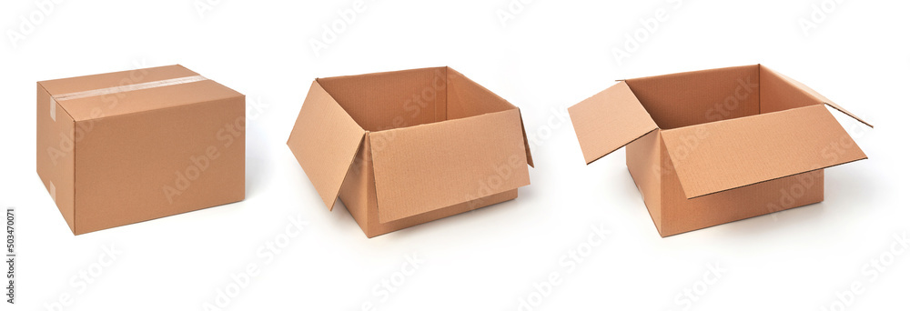 Variation of open cardboard box