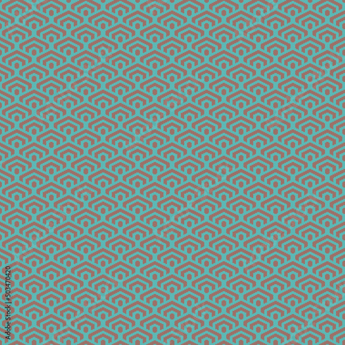 colorful simple vector pixel art seamless pattern of minimalistic dark chestnut and pewter blue colors geometric scaly hexagon pattern in japanese style