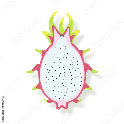 Dragon fruit or pitahaya cut in half.