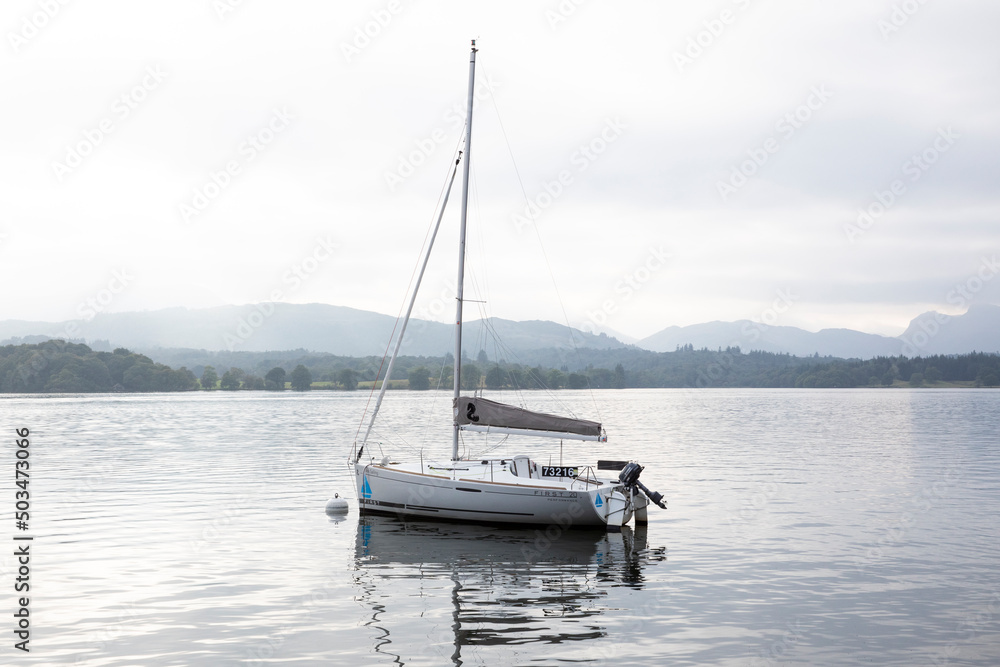 Boat on Lake Windermere in the English Lake District