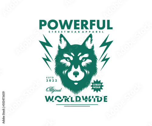 Aesthetic illustration of wolf, vintage design, t shirt design, vector graphic, typographic poster or tshirts street wear and Urban style