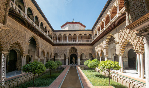 Photos Detail of the architecture of the Alcazar of Seville, Andalusia, Spain