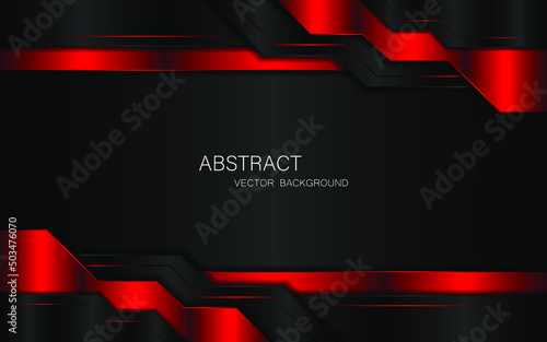 Abstract black and red polygon with red glowing lines on black background with free space for design. modern technology innovation concept background
