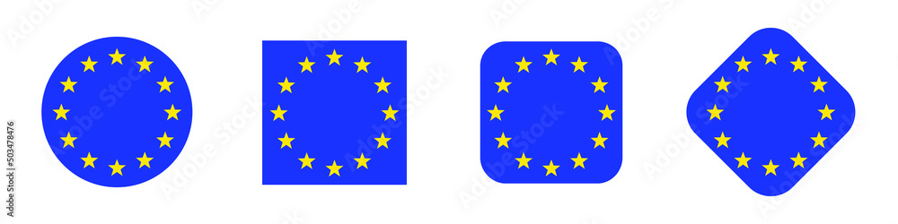 European union logo. Vector illustration. EU flag icon with round stars. Set of graphic elements