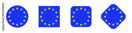 European union logo. Vector illustration. EU flag icon with round stars. Set of graphic elements