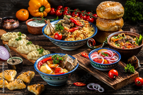 Obraz na plátne Uzbek and Central Asia cuisine concept