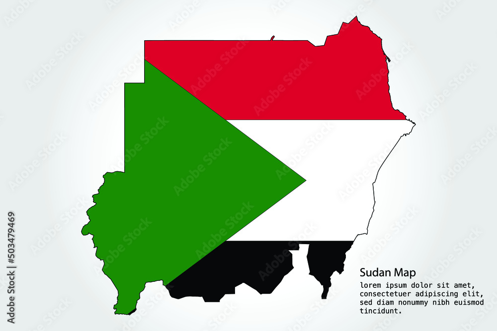 Fototapeta premium Sudan Map stripes. Vector illustration Color on White Backgound