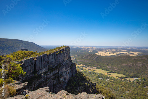 High peak landscape rock view at Grampians National Park Victoria Australia forest with blue sky