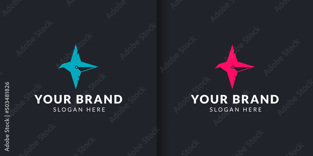 Obraz premium bird logo, bird with compass direction