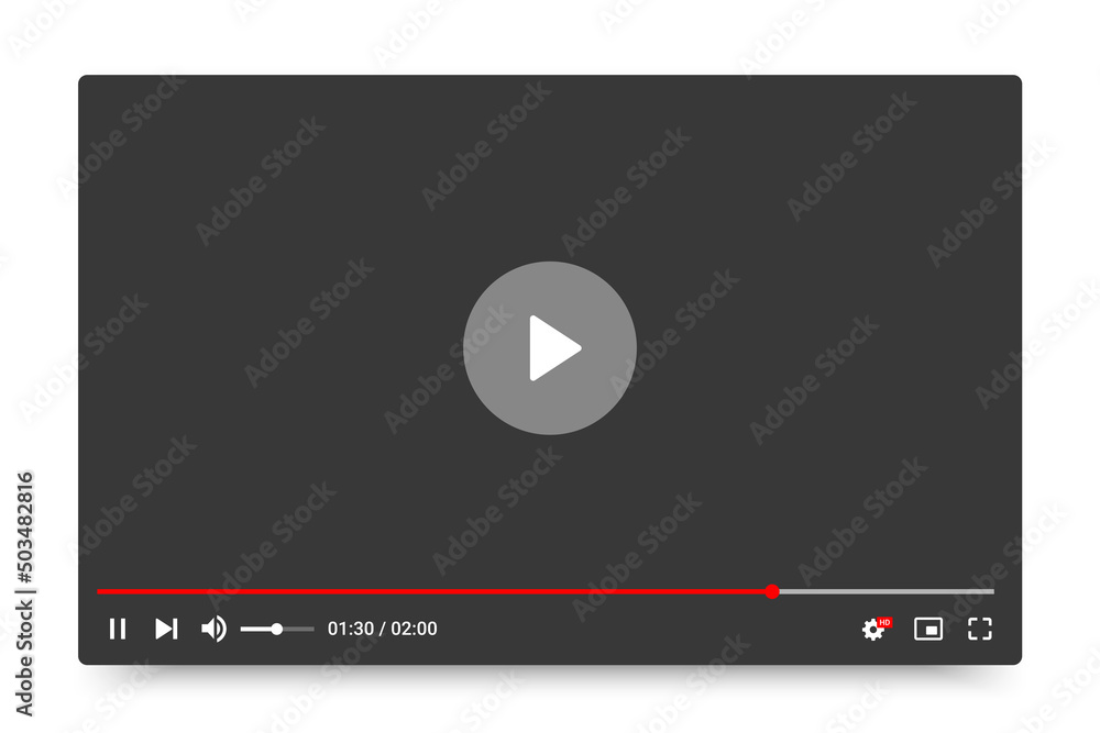 Video player interface isolated on white background. Multimedia frame template. Mockup live stream window, player. Online broadcasting. Social media concept. Vector illustration. EPS 10 Video player interface isolated on white background. Multimedia frame template. Mockup live stream window, player. Online broadcasting. Social media concept. Vector illustration. EPS 10
