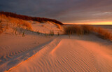 Dunes on the coast of the Baltic Sea in the beautiful light of the setting sun