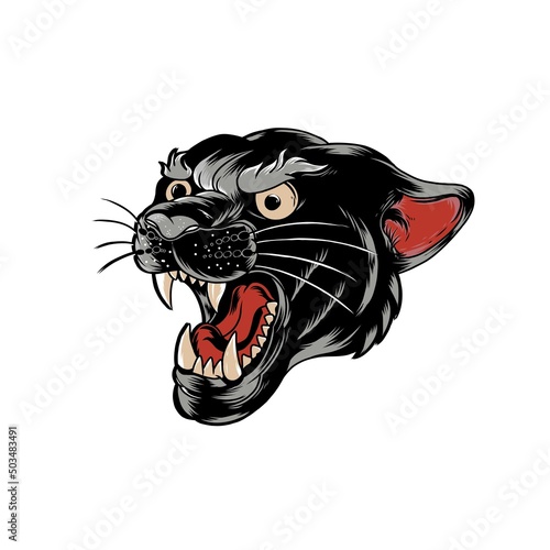 Head Panther roar illustration design