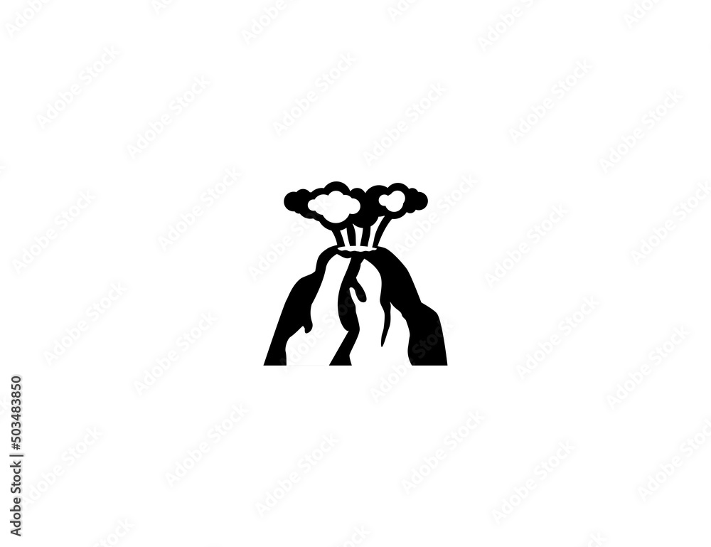 Volcano isolated realistic vector icon. Volcano with smoke illustration icon Volcano isolated realistic vector icon. Volcano with smoke illustration icon