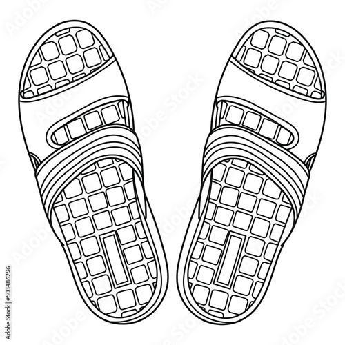 Flip flop sandal shoes for men. Up side, vector doodle illustration. Flip flop sandal shoes for men. Up side, vector doodle illustration.