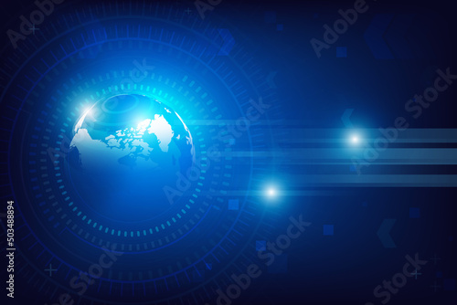 Futuristic Cyber technology abstract background globe sphere world map 002