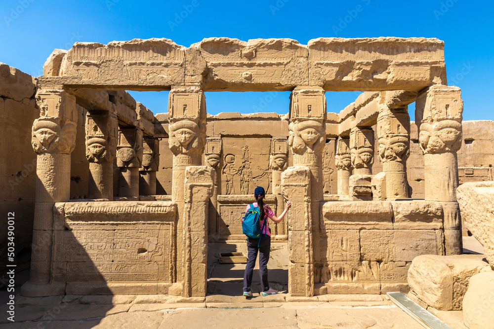 Tourist at Dendera temple in Luxor, Egypt