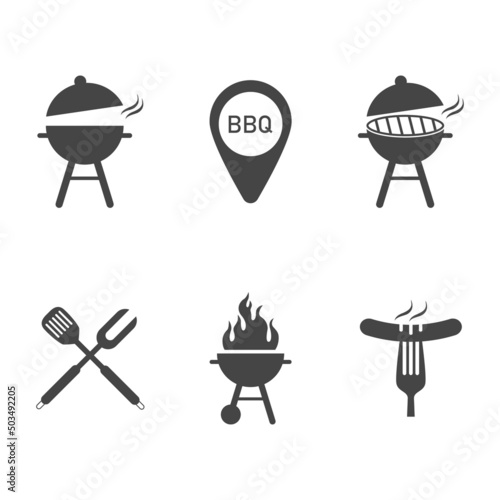 Barbecue, bbq, grilling vector icon set