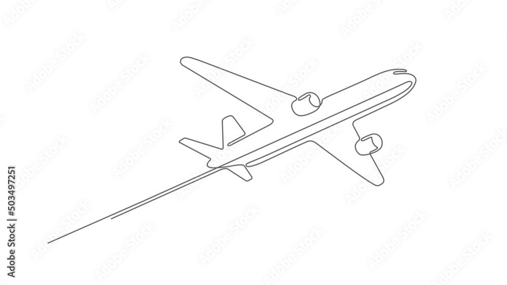 Flying plane.Airplane.Air flights.Continuous line drawing.Video animation HD 4K . Flying plane.Airplane.Air flights.Continuous line drawing.Video animation HD 4K .