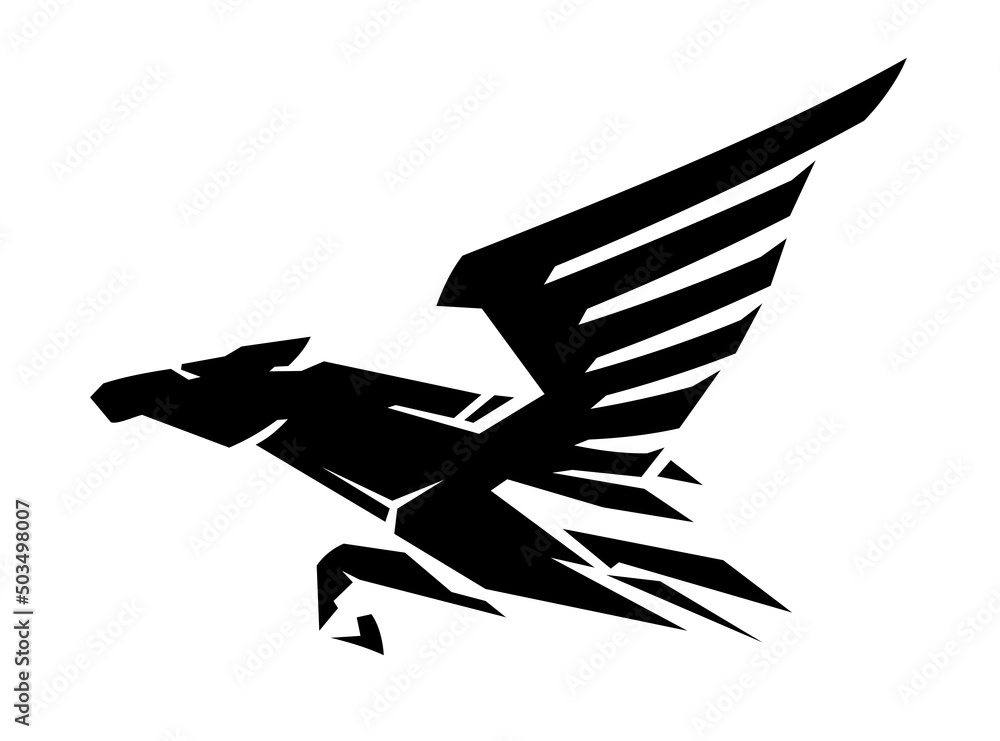 Fototapeta premium Black Pegasus Abstract, Sharp Geometric Design
