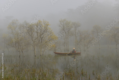 person in canoe