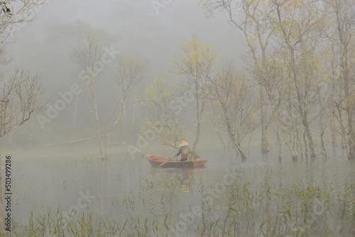 person in canoe
