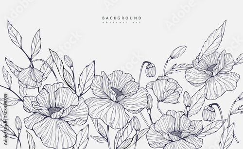Foto Luxury botanical background with trendy wildflowers and minimalist flowers for wall decoration or wedding