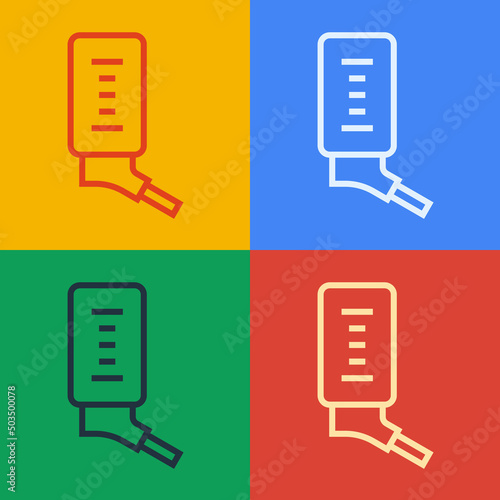 Pop art line Automatic drinker for small pets icon isolated on color background. Vector