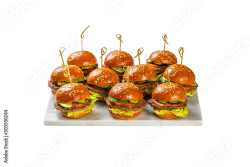 mini beef burgers of whole grain bread