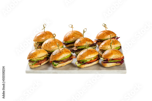 mini vegetarian burgers isolates on white