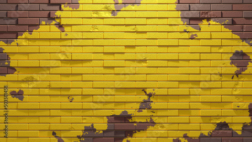 Brick wall yellow and red-brown for texture background. 3D Render.