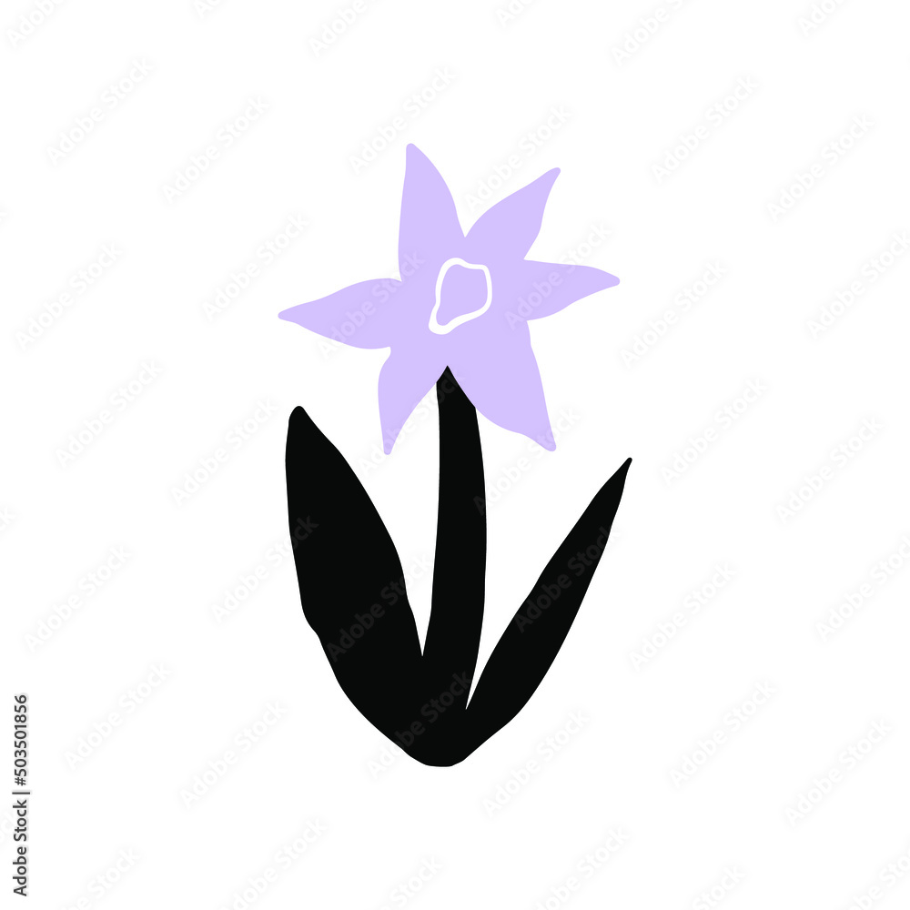 Minimalist abstract scandinavian floral shape, hand drawn flower on white background Minimalist abstract scandinavian floral shape, hand drawn flower on white background