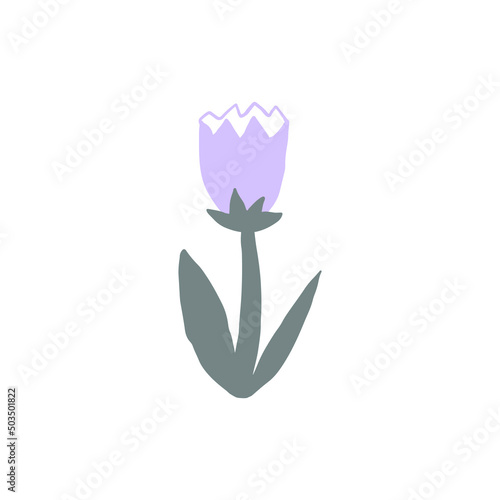 Minimalist abstract scandinavian floral shape, hand drawn flower on white background