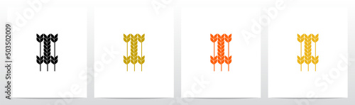 Wheat Stems Forming Letter Logo Design I