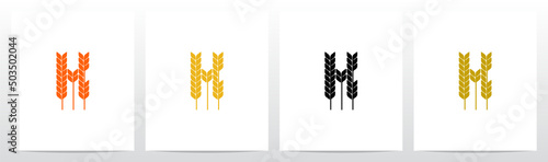 Wheat Stems Forming Letter Logo Design K