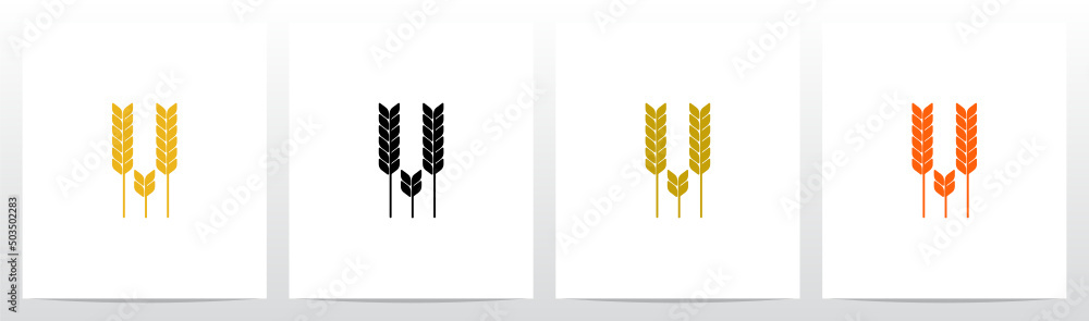 Wheat Stems Forming Letter Logo Design V Wheat Stems Forming Letter Logo Design V