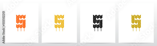 Wheat Stems Forming Letter Logo Design S