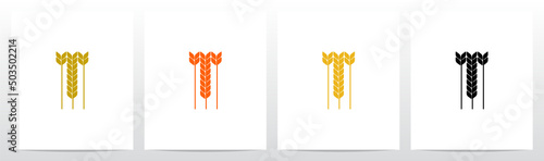 Wheat Stems Forming Letter Logo Design T