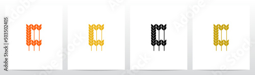 Wheat Stems Forming Letter Logo Design C
