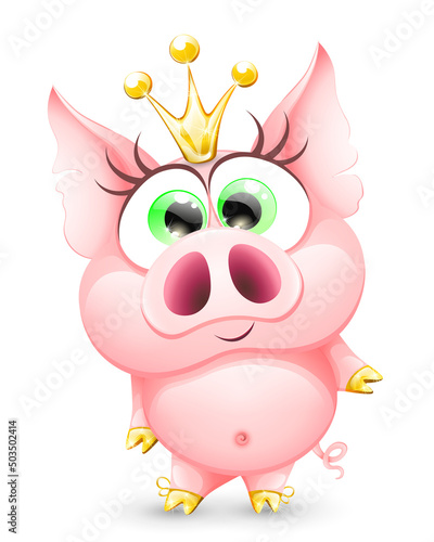 Pig cartoon princess character