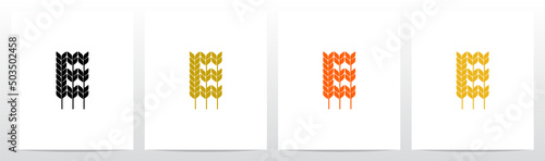 Wheat Stems Forming Letter Logo Design E