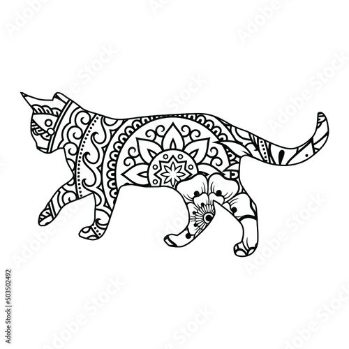 Mandala Cat Coloring Page For Kids