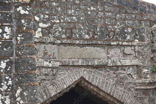 close up of three doors in fort in southern Maharashtra in India