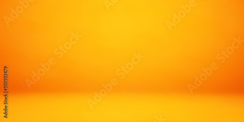 Empty orange room studio gradient used for background