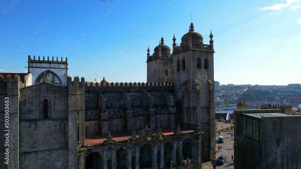 Aerial view of Porto Cathedral (Se do Porto) at sunny day, Portugal Aerial view of Porto Cathedral (Se do Porto) at sunny day, Portugal